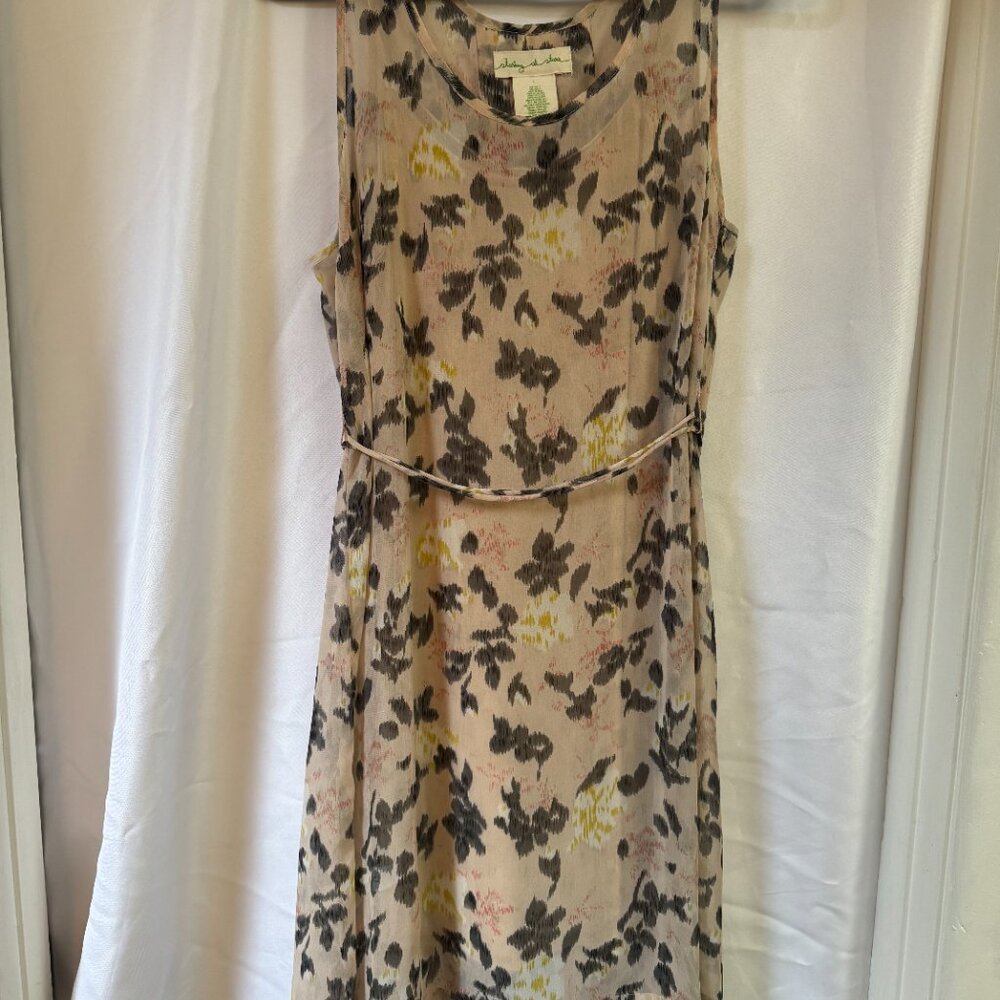 STARING AT STARS for URBAN OUTFITTERS SHEER FLORAL DRESS w/ NUDE CAMISOLE Sz L